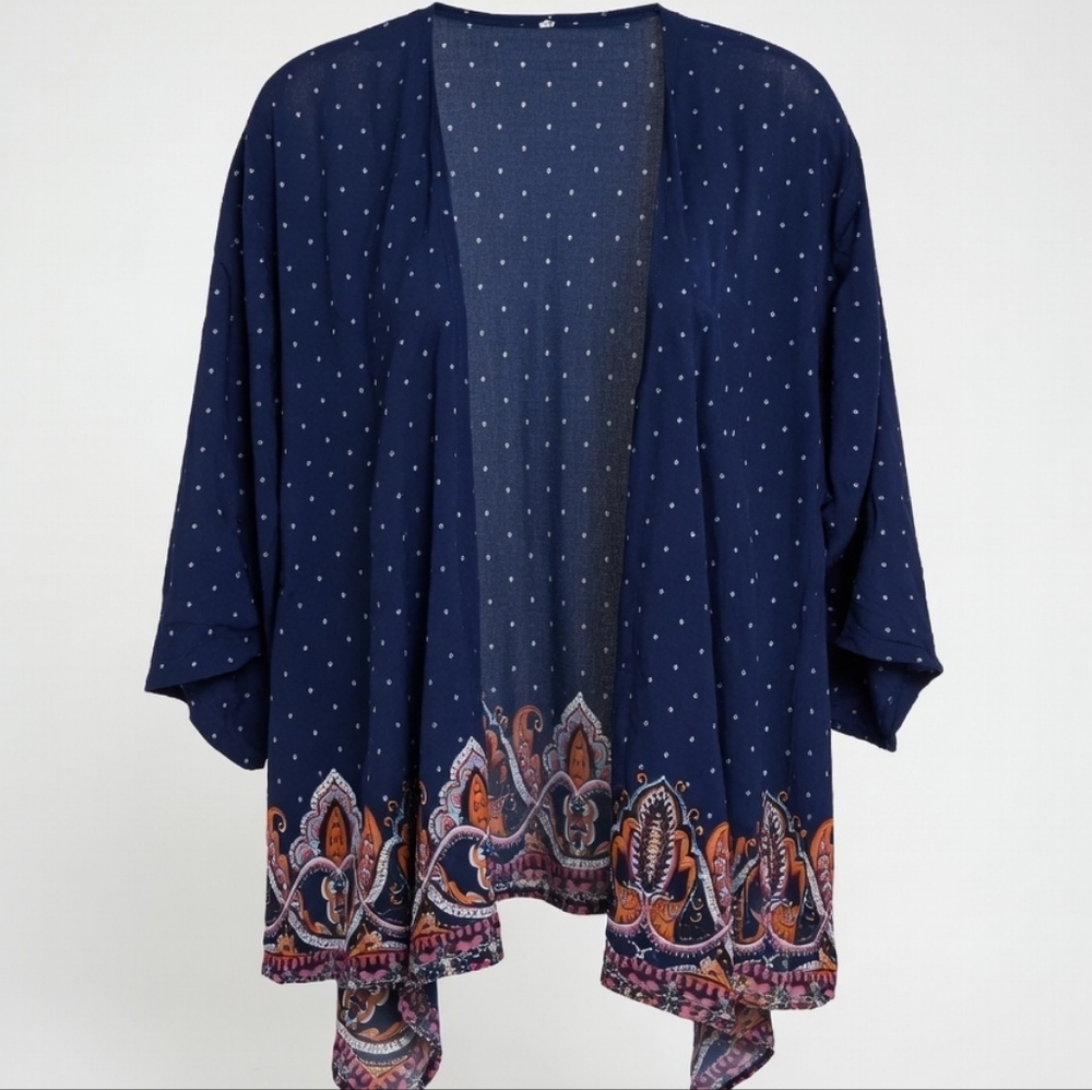LA Hearts Blue Kimono with Paisley Design